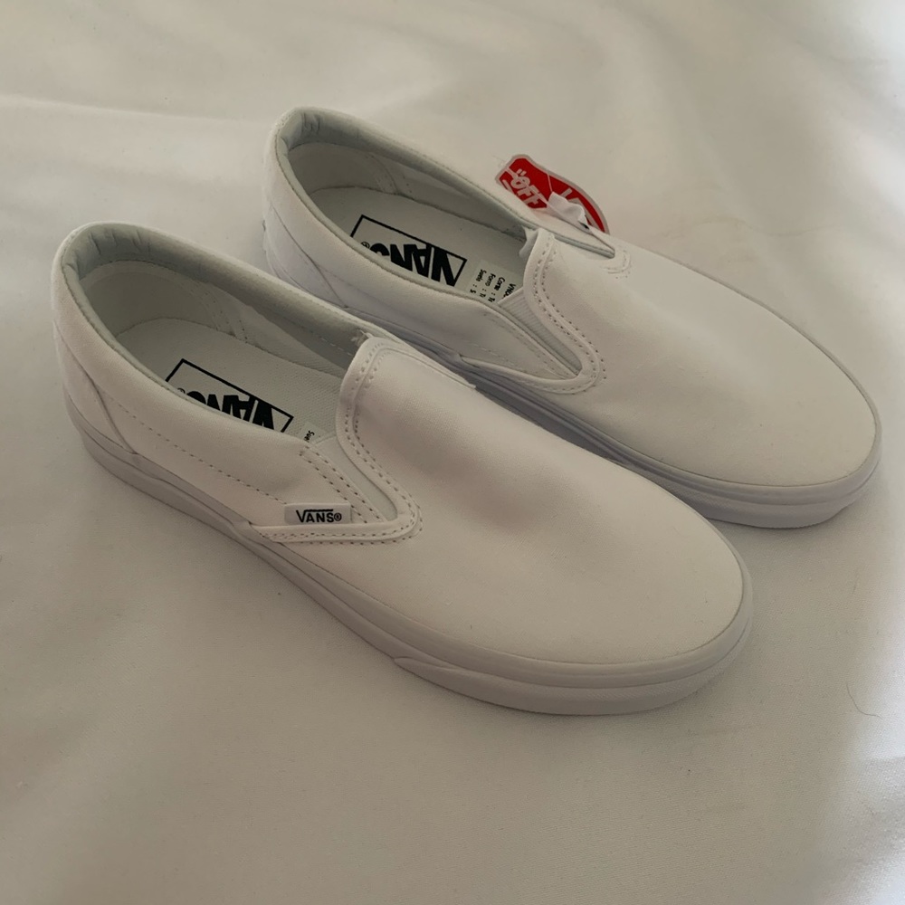 Brand New all white slip on vans